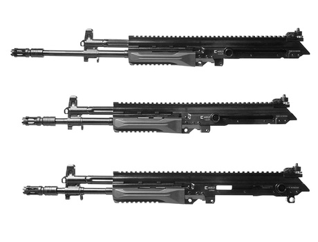 Interchangable uppers with different barrel lengths and calibers